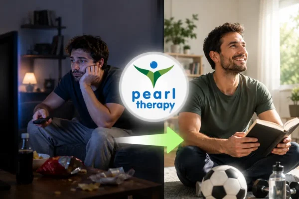 Televizyon bağımlılığı tedavisi ve terapisi ile aşırı televizyon izleme alışkanlığından kurtularak ekran süresini kontrol altına alan, sosyal yaşamına dönen ve sağlıklı bir yaşam düzenine kavuşan kişi – Pearl Therapy bütüncül televizyon bağımlılığı terapisi