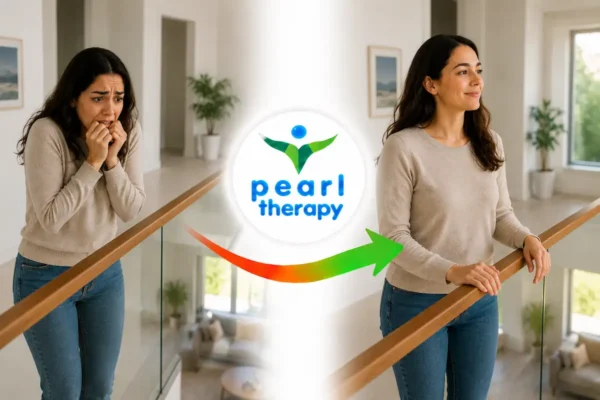 Pearl Therapy örümcek korkusu tedavisi ve terapisi görseli; örümcek gördüğünde yoğun korku, panik, çarpıntı, kaçınma davranışı ve hayvan fobisi yaşayan bir kişinin araknofobi terapisi, kaygı yönetimi ve bütüncül psikolojik destekle daha sakin, güvenli ve kontrollü bir yaşama geçişini göstermektedir 